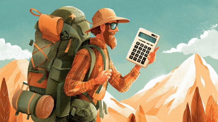 Hiker with calculator image